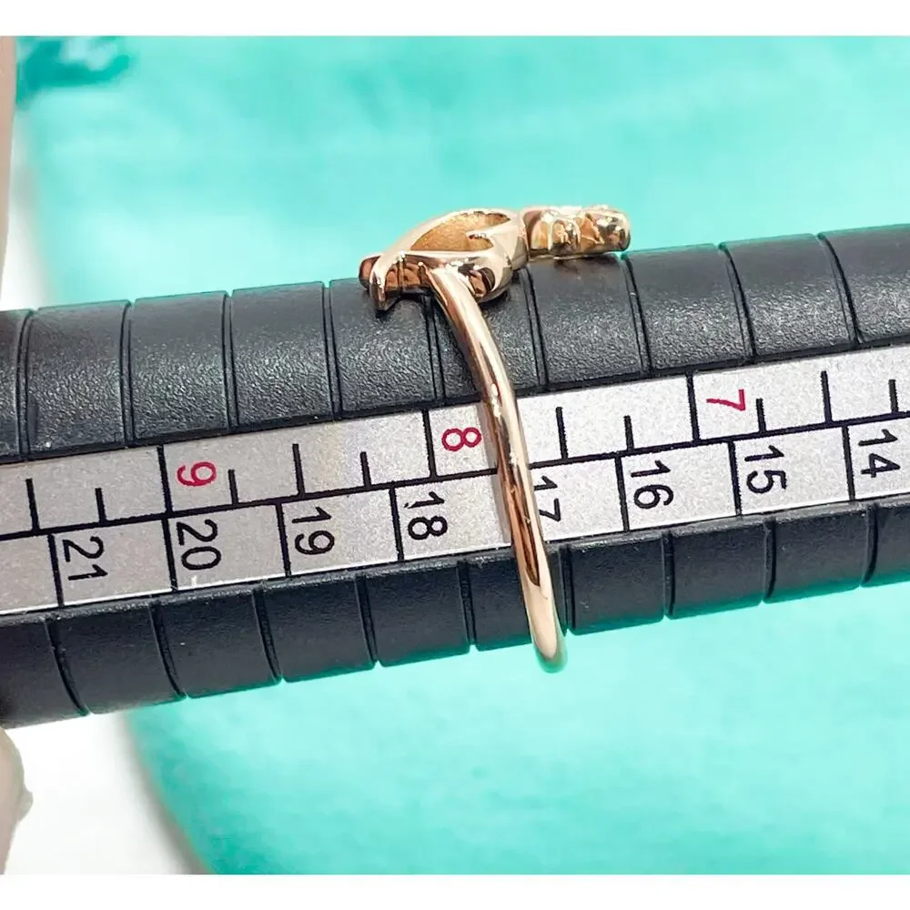 Tiffany & Co. 18K Rose Gold Paloma Picasso Graffiti Love Heart Ring Size 7.75